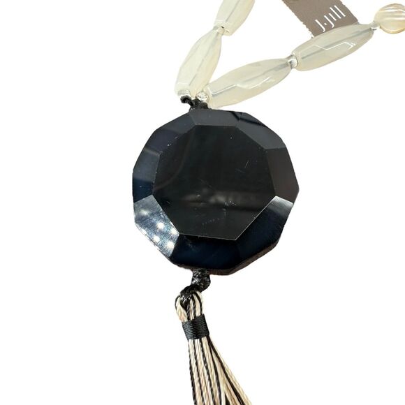 J. Jill Stone Necklace Faceted Agate Pendant Tassel Long Multi Beaded Adjustable - Picture 7 of 14